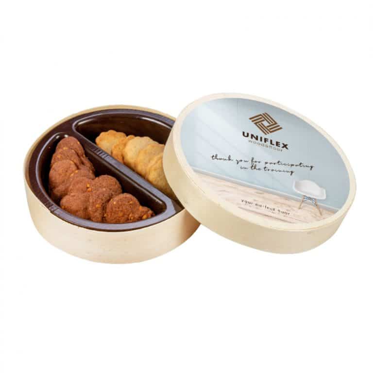 ADVERTISING COOKIES  WOODEN BOX WITH BUTTER COOKIES 60 G