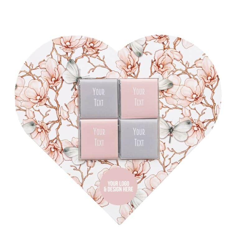 SET OF SQUARE CHOCOLATES IN A SHAPE ENVELOPE - HEART